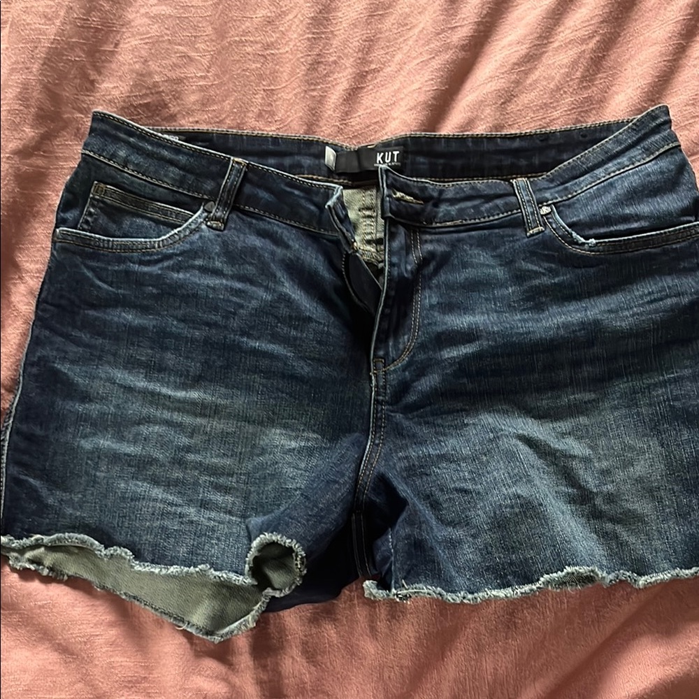 Kut from the Kloth Blue Jean Shorts with Distressed Hems